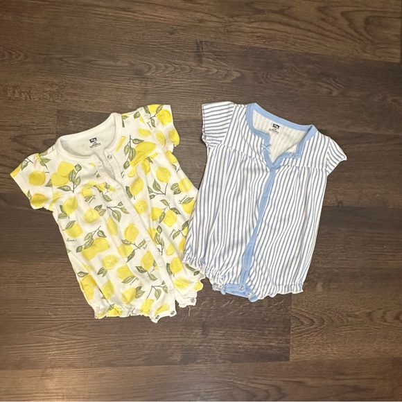 Hudson Baby Other - Hudson Baby Bubble Romper Set Lemon Print and Blue Stripes Baby Girl 3-6 Months
